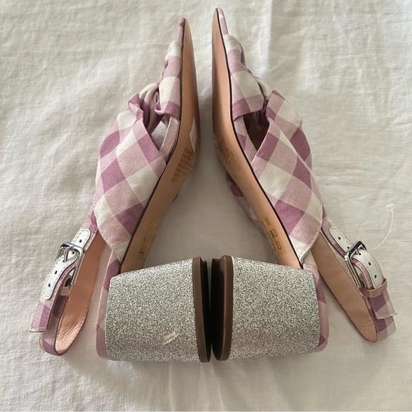 NEW J. Crew | Twisted Knot Penny Sandals in Gingham with Glitter Heels - Picture 4 of 9